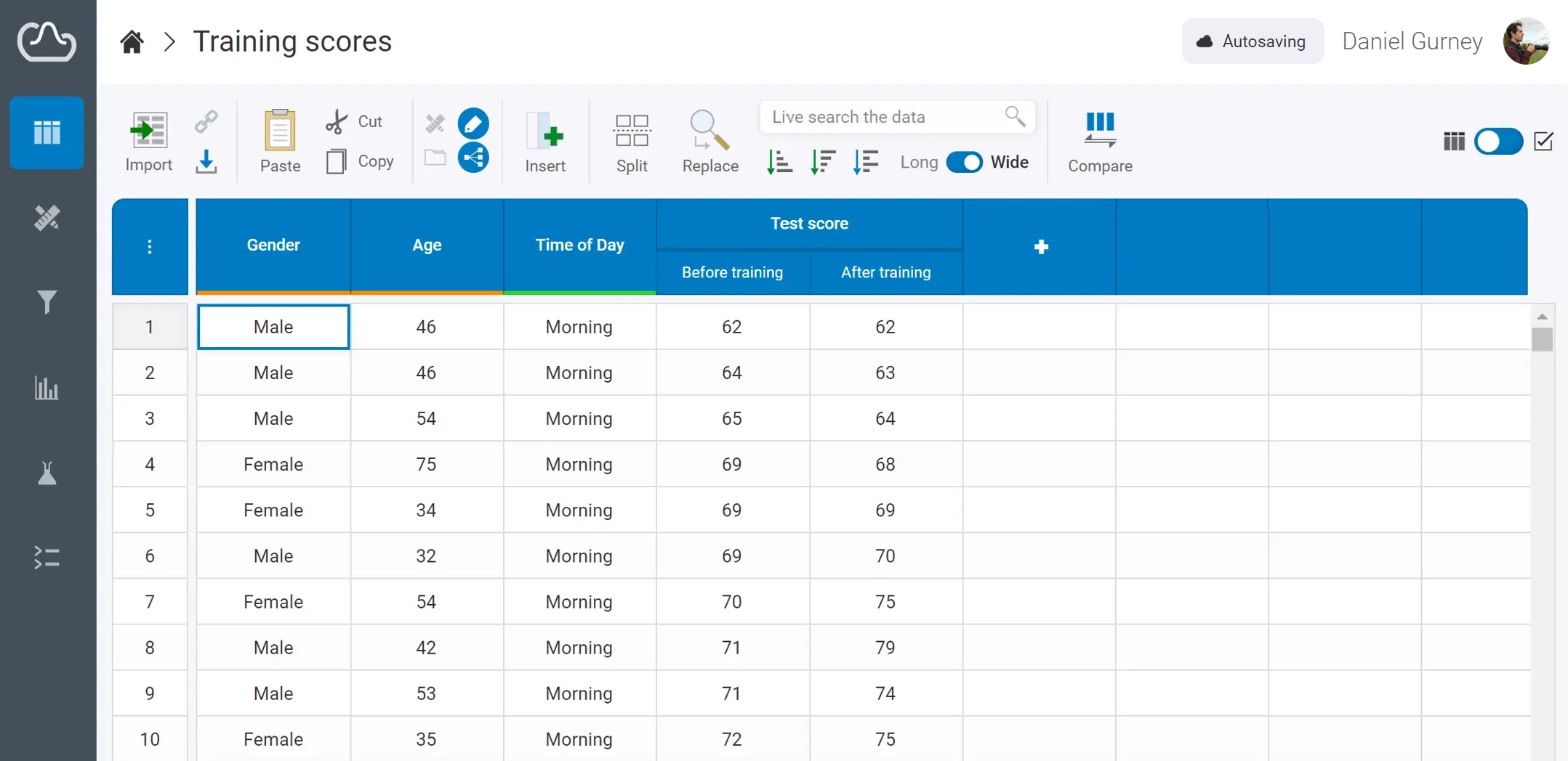 An example project open in StatsCloud